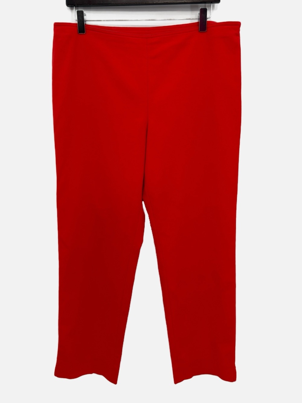 St. John Orange Stretch Woven Tapered Ankle Pants Side Slit US Size 14 Measured